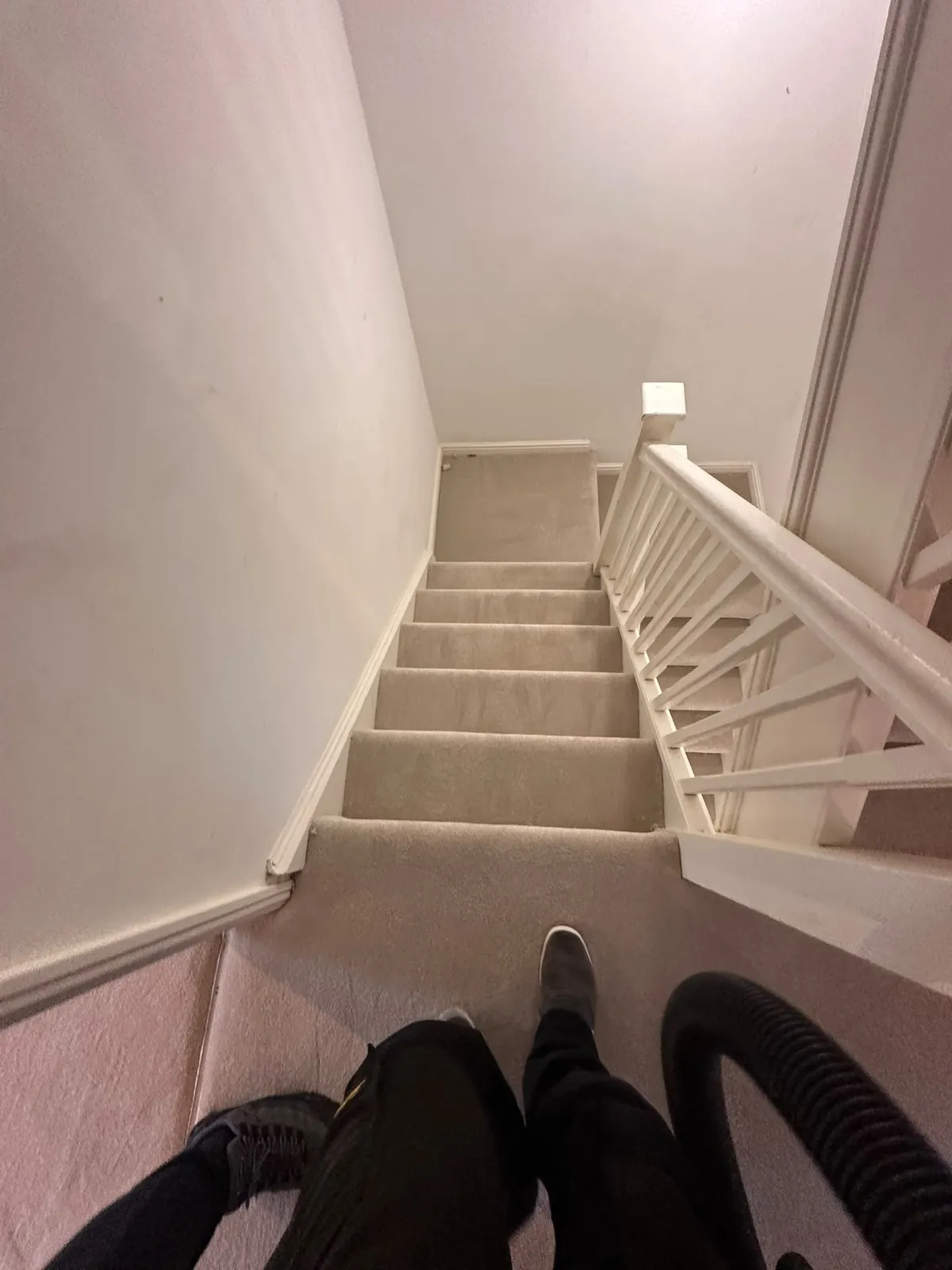 Preparing staircase by vacuuming old carpet ahead of uplift — Bromley BR1