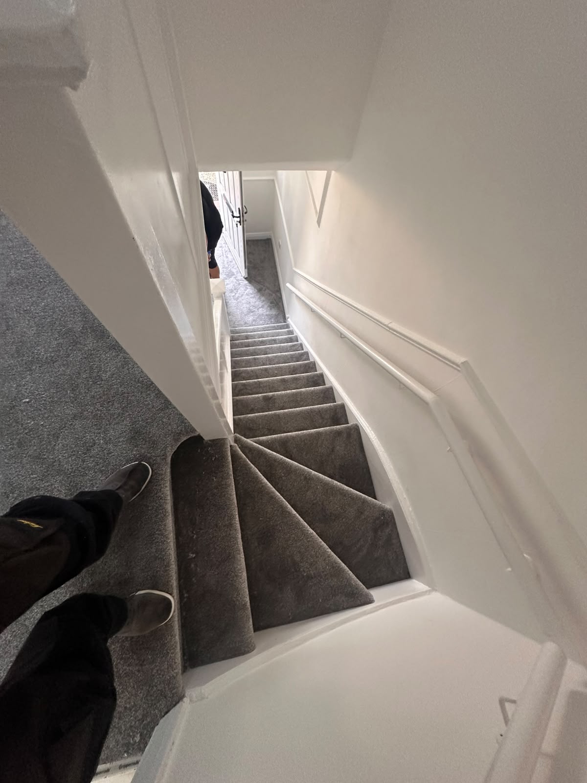Grey Carpet Fitted on Winding Staircase - Wimbledon SW19
